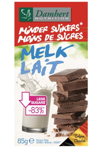 Damhert Chocoladetablet melk minder suikers (102 Gram)