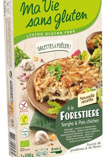 Ma Vie Sans Champignonburger kikkererwt glutenvrij 2x100g bio (2 Stuks)