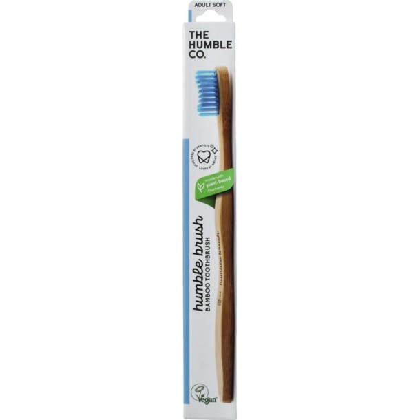 The Humble Co Tandenborstel bamboe adult blauw brush soft (1 Stuks)