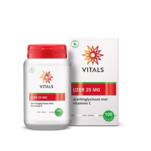Vitals IJzer 25 mg met Vitamine C (100 Capsules)