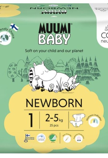Muumi Baby Eco luiers maat 1 newborn 2-5 kg (25 Stuks)