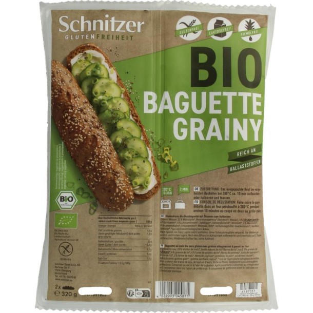 Schnitzer Baguette grainy glutenvrij bio (2 Stuks)
