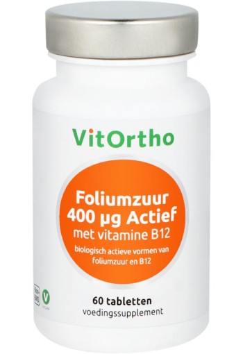 Vitortho Foliumzuur 400 mcg met vitamine B12 (60 Tabletten)