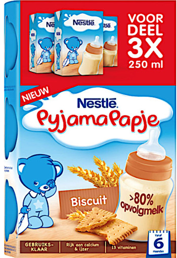 Nest­lé Py­ja­ma­pap­je bis­cuit voor­deel 3 x 250 ml
