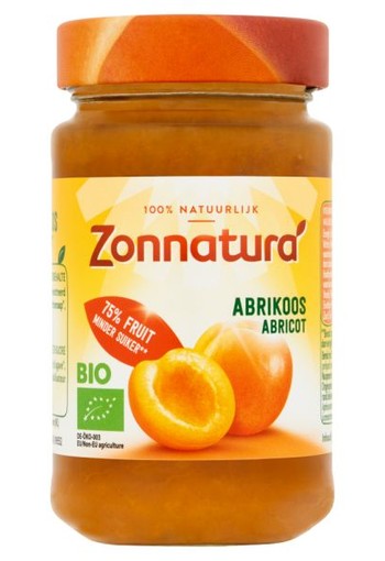 Zonnatura Fruitspread abrikoos 75% bio (250 Gram)