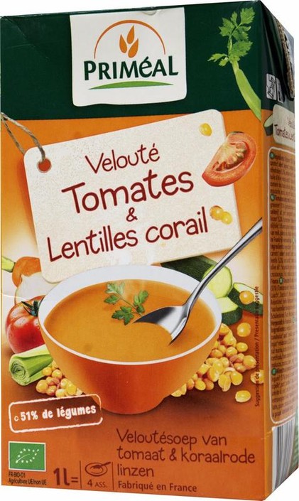 Primeal Veloute gebonden soep tomaat linzen bio (1 Liter)
