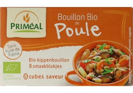 Primeal Kippenbouillon blokjes 10 gram bio (8 Stuks)