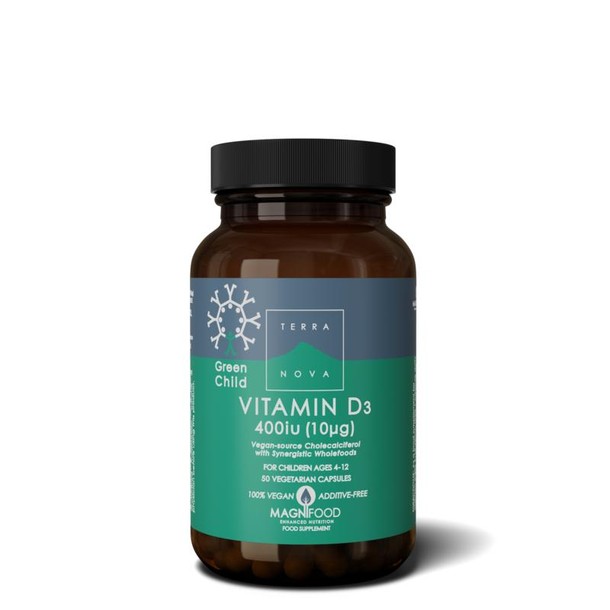 Terranova Green child vitamin D3 400 IU (50 Vegetarische capsules)