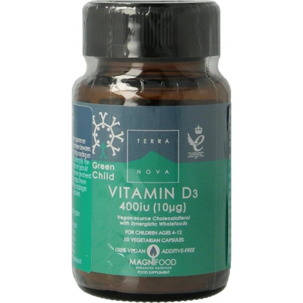 Terranova Green child vitamine D3 400IU (50 Vegetarische capsules)