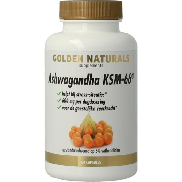 Golden Naturals Ashwagandha KSM-66 (60 Vegetarische capsules)