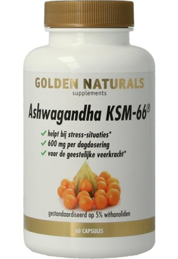 Golden Naturals Ashwagandha KSM-66 (60 Vegetarische capsules)