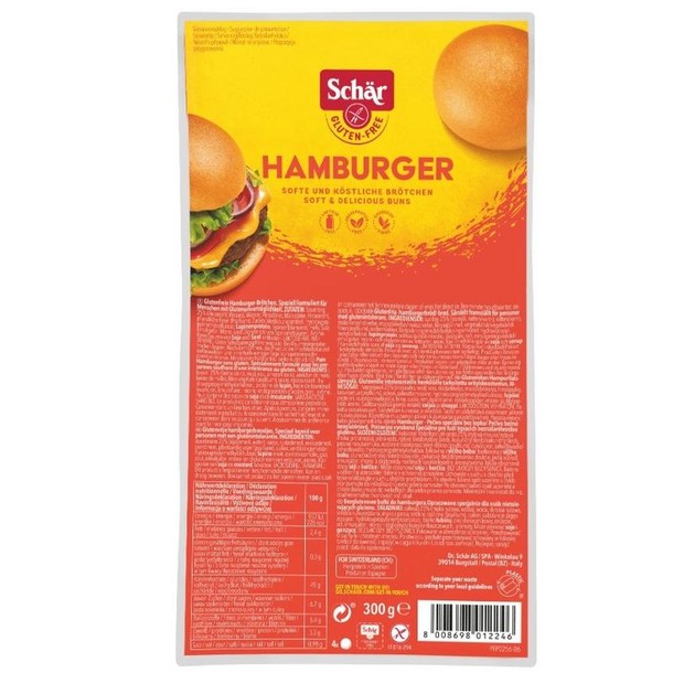 Dr Schar Hamburgerbroodjes glutenvrij (4 Stuks)