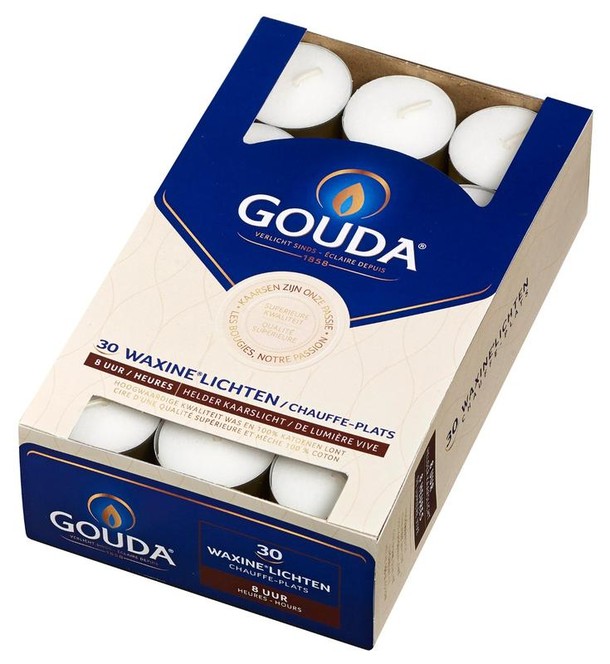 Gouda Waxinelicht 8 uur wit (30 Stuks)