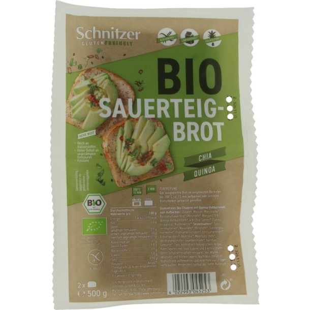 Schnitzer Brood chia & quinoa glutenvrij bio (500 Gram)