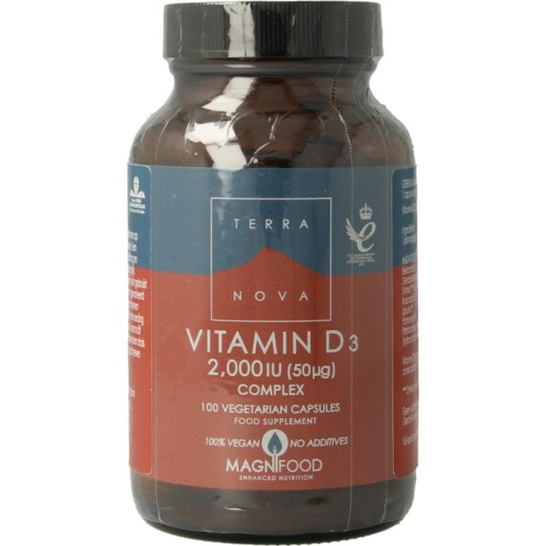Terranova Vitamine D3 2000IE 50MCG complex (100 Vegetarische capsules)