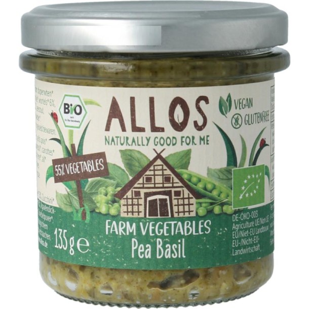 Allos Farm vegetables doperwten & basilicum bio (135 Gram)