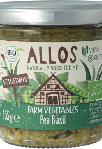 Allos Farm vegetables doperwten & basilicum bio (135 Gram)