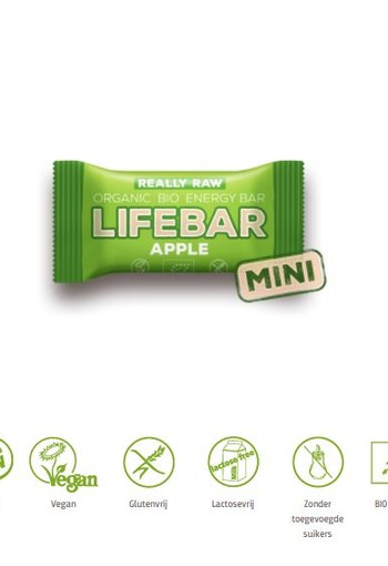 Lifefood Mini lifebar energiereep appel raw & bio (25 Gram)