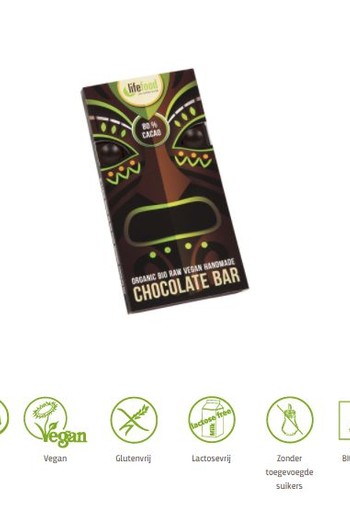 Lifefood Rauwe chocolade 80 % cacao bio (70 Gram)