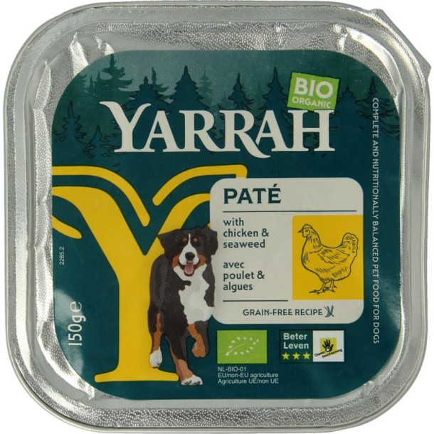 Yarrah Hondenvoer pate met kip bio (150 Gram)