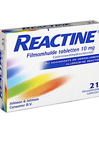 Re­ac­ti­ne Hooi­koort­s­ta­blet­ten ce­ti­ri­zi­ne 10 mg 21 stuks