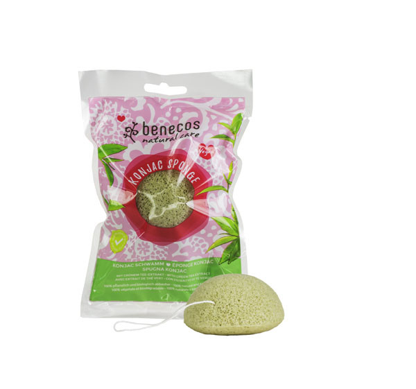 Benecos Konjac spons green tea (1 Stuks)