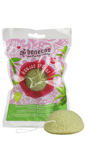 Benecos Konjac spons green tea (1 Stuks)