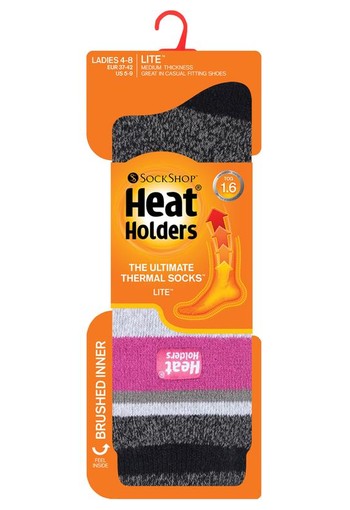 Heat Holders Ladies socks lite stripe 4-8 remington black/raspb (1 Paar)