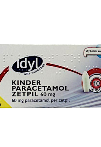Idyl Paracetamol kind 60mg (10 Zetpillen)