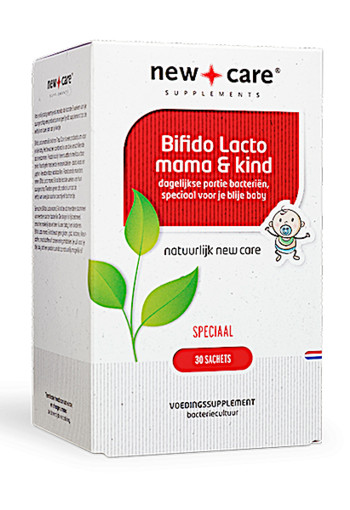 New Care Bifido Lacto mama & kind dagelijkse portie bacteriën, speciaal voor je blije baby Inhoud  30 sachets