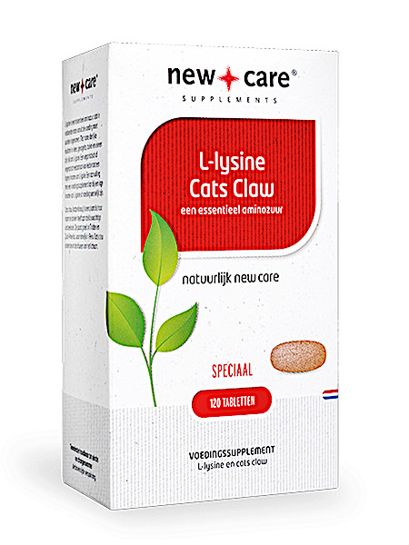 New Care L-Lysine Cats Claw een essentieel aminozuur Inhoud  120 tabletten