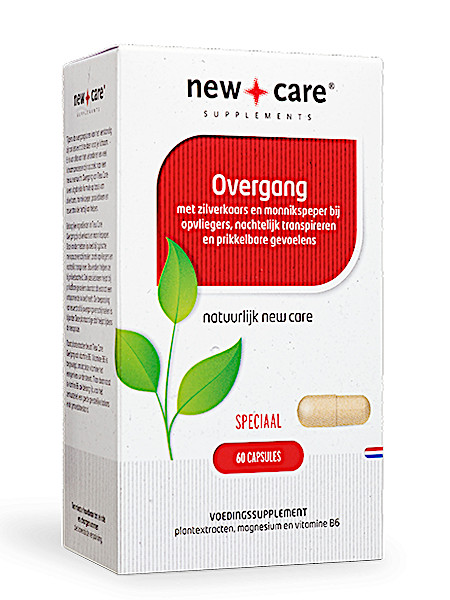 New Care Overgang met zilverkaars en monnikspeper bij opvliegers, nachtelijk transpireren en prikkelbare gevoelens Inhoud 60 capsules