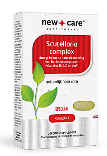 New Care Scutellaria complex draagt bij tot de normale werking van het immuunsysteem (vitamine A, C, D en zink) Inhoud  45 tabletten