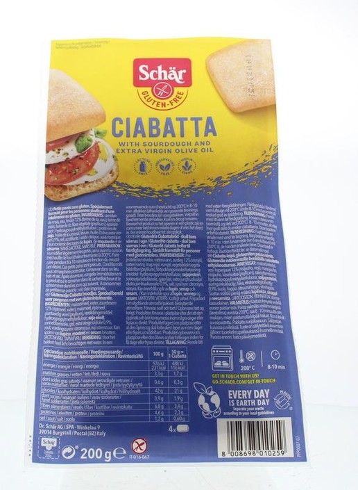 Dr Schar Ciabatta glutenvrij (4 Stuks)