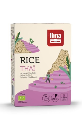 Lima Rijst thai halfvol builtjes 4 x 125 gram bio (500 Gram)
