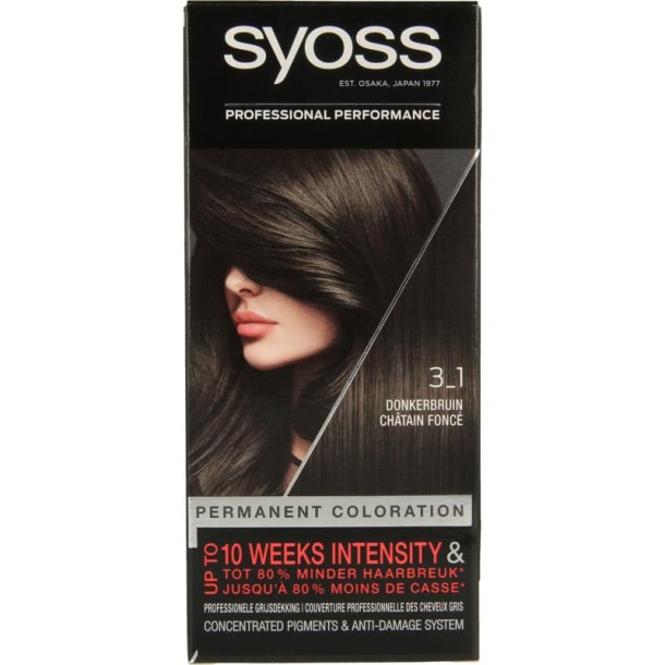 Syoss Color baseline 3-1 donkerbruin haarverf 1 Set