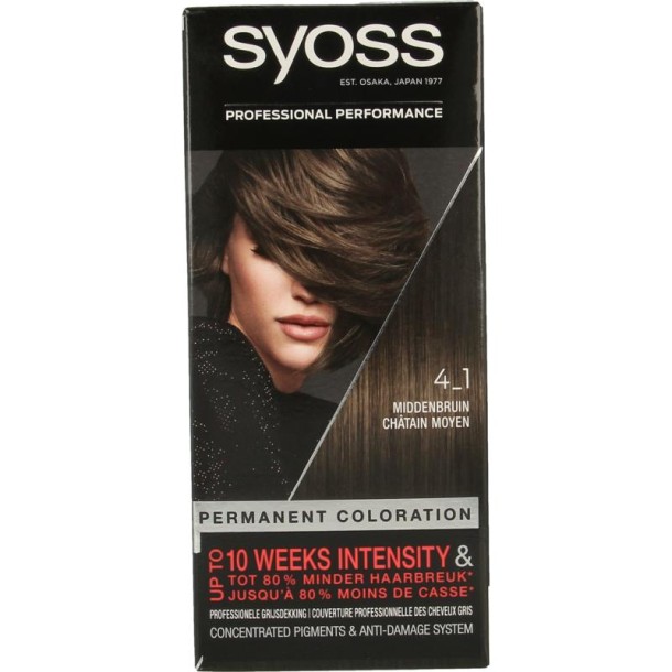 Syoss Color baseline 4-1 middenbruin haarverf 1 Set