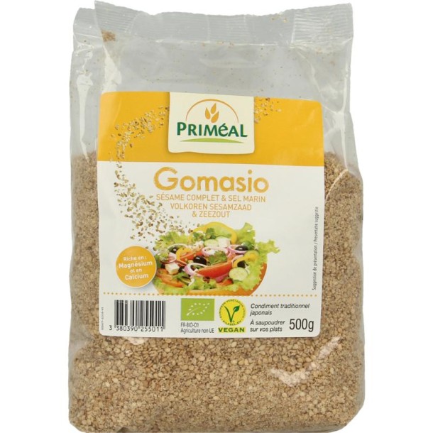 Primeal Gomasio volkoren sesamzaad en zeezout bio (500 Gram)