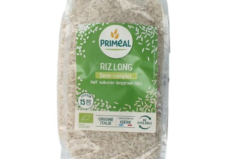 Primeal Halfvolkoren langgraan rijst bio (1 Kilogram)