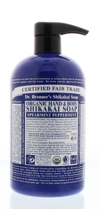 Dr Bronners Shikakai zeep pepermunt (710 Milliliter)