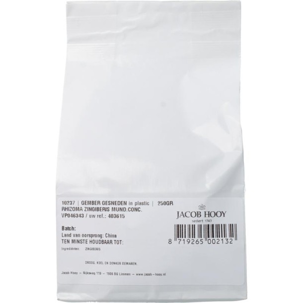 Jacob Hooy Gember geschild gesneden (250 Gram)