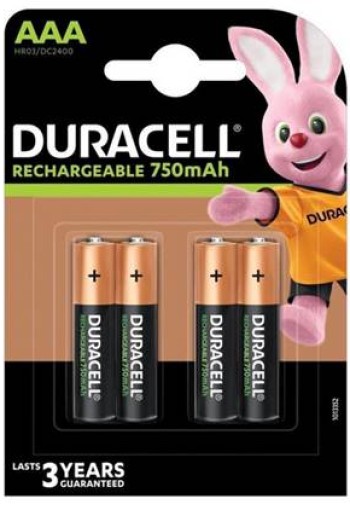 Duracell Rechargeable AAA 750mAh (4 Stuks)