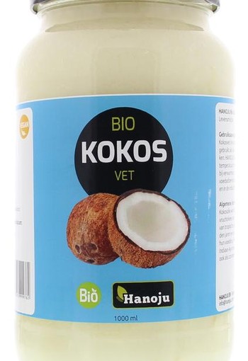 Hanoju Kokosolie geurloos glasfles bio (1 Liter)