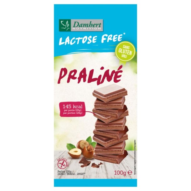 Damhert Chocoladetablet praline glutenvrij en lactosevrij (100 Gram)