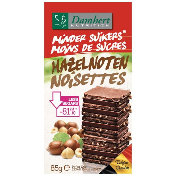 Damhert Chocoladetablet noten minder suikers (85 Gram)