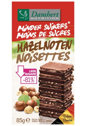 Damhert Chocoladetablet noten minder suikers (85 Gram)