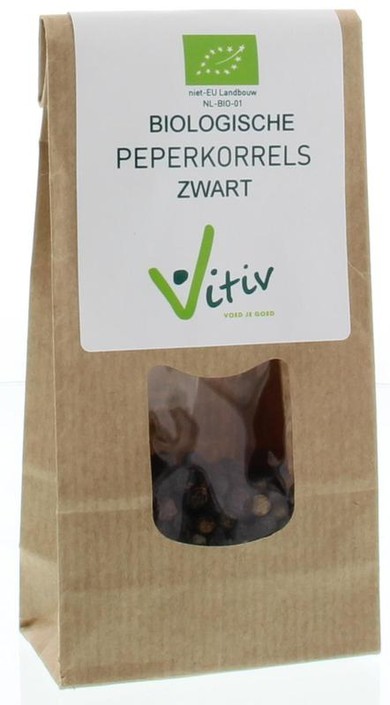 Vitiv Peperkorrels zwart bio (40 Gram)