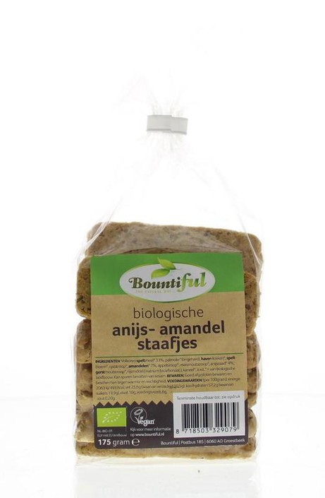 Bountiful Anijs amandel staafjes bio (175 Gram)