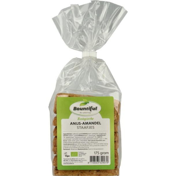 Bountiful Anijs amandel staafjes bio (175 Gram)