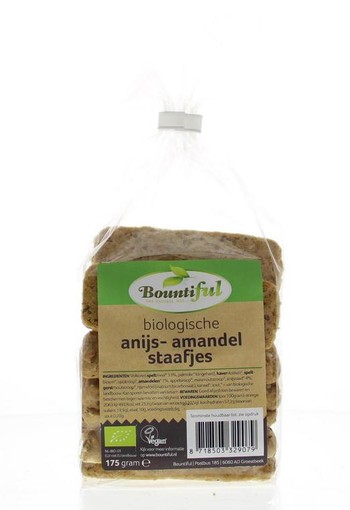 Bountiful Anijs amandel staafjes bio (175 Gram)
